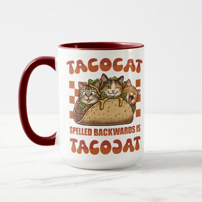 Taza Divertido Tacocat Palíndromo Retro Cinco De Mayo (Izquierda)