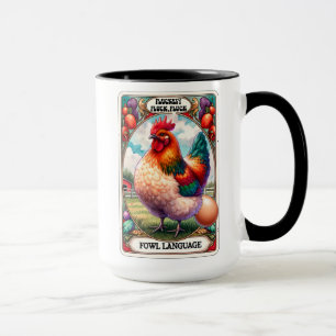 Taza Divertido Tarot Card Chicken Fowl Language