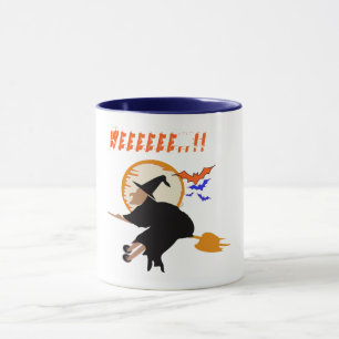 Taza Divertido trapo de halloween sobre el bastón de es