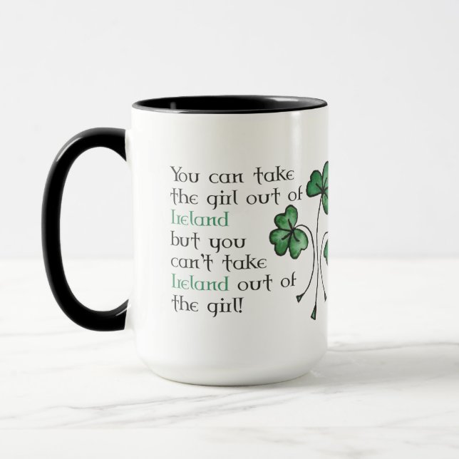 Taza Divertido verde Shamrock Chica irlandés Ringer Mug (Izquierda)