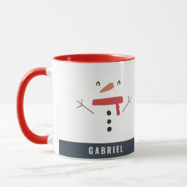 Taza divertido y festivo muñeco de nieve lindo y person