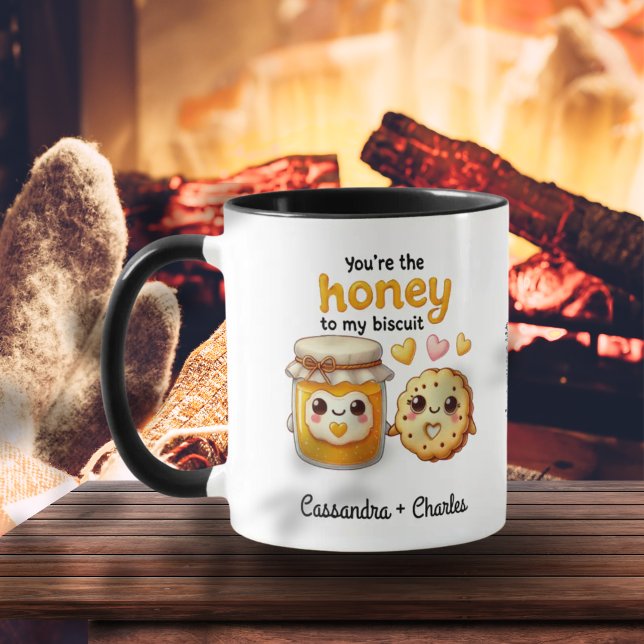 Taza Divertido y lindo "Miel a mi Biscuit" personalizad (Funny & Cute Customized "Honey to My Biscuit" Mug)