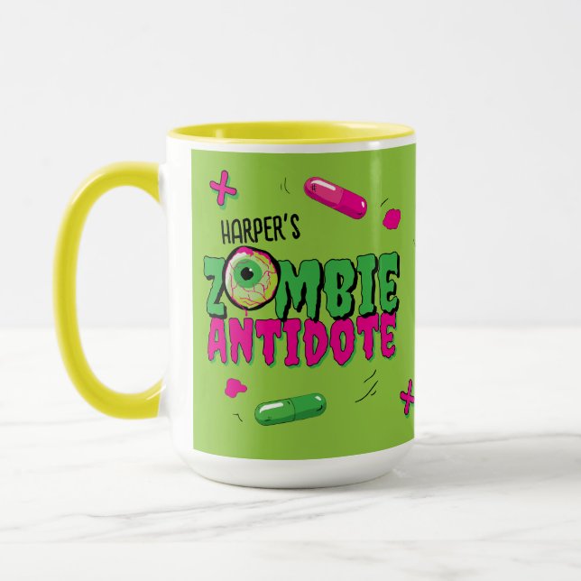 Taza Divertido Zombie Antidote Shhh... No hablar (Izquierda)