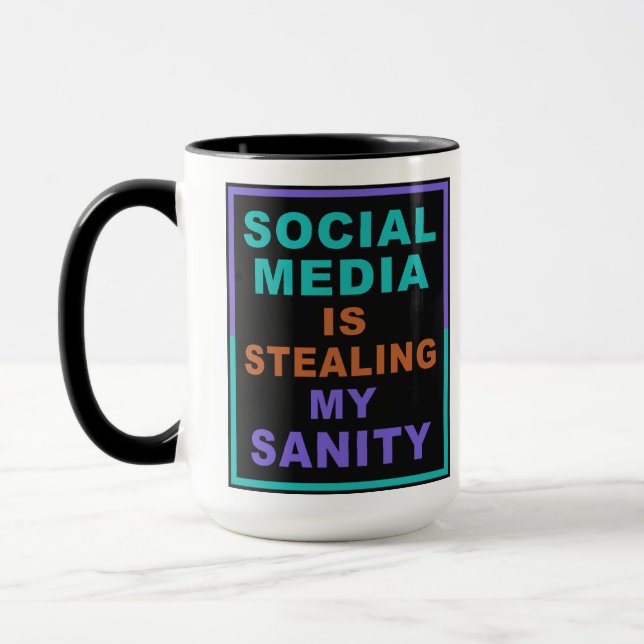 Taza Divertidos "medios sociales" personalizados en mon (Izquierda)