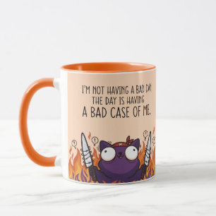 Taza Diviértete con Gato Caótico Sarcástico Día Malo Fr