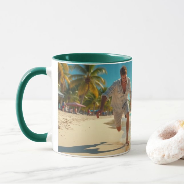 Taza Divirtiéndose juntos en la playa (Con donut)