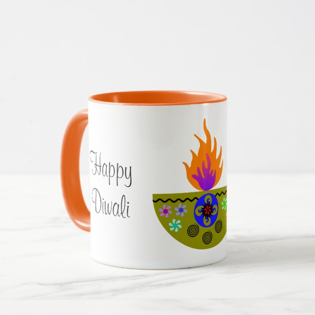 Taza Diya colorida lámpara Diwali (Anverso izquierdo)