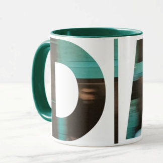 Taza DM personalizado: imagen azul recortada