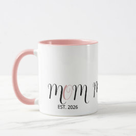 Taza DMom Established Black Pink Script New Mom Gift
