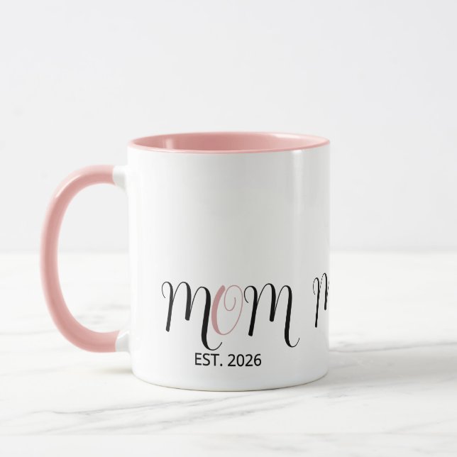 Taza DMom Established Black Pink Script New Mom Gift (Izquierda)
