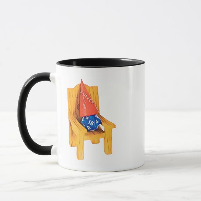 Taza DnD Dice Jail Chair / Dunce Cap / Time-out For d20 (Izquierda)