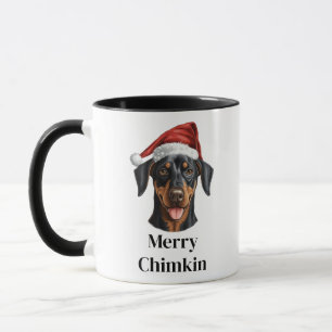 Taza Doberman Pinscher Gorro de Santa Navidad