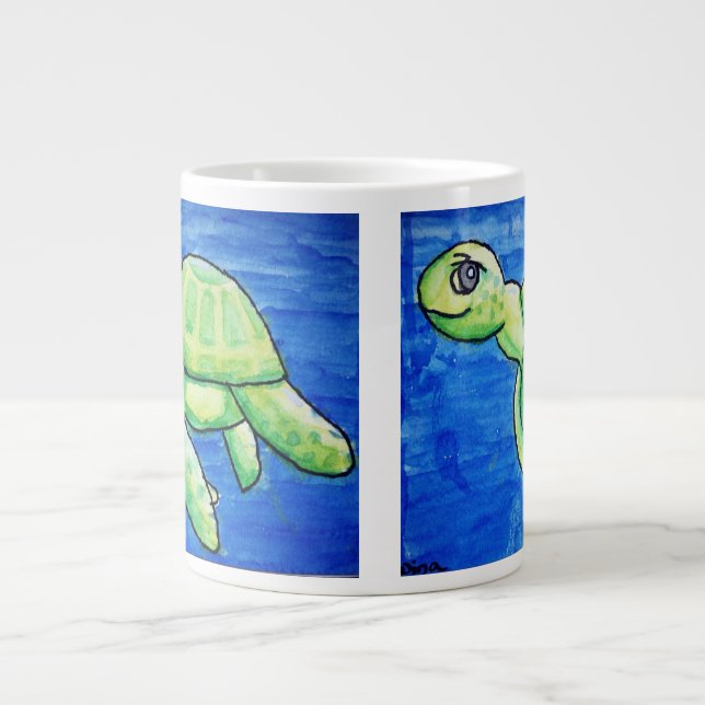 Taza doble del jumbo de la tortuga de mar (Frente)