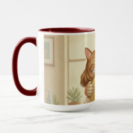 Taza Dog and Cat Hug Wrap-Around Two-Tone Mug