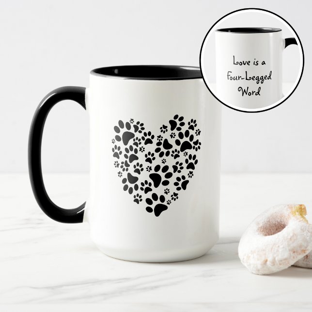 Taza Dog Cat Paw Prints Heart Valentine's Day Love (Subido por el creador)