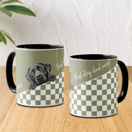 Taza Dog Dad Checkered Sage Olive Black Labrador Person