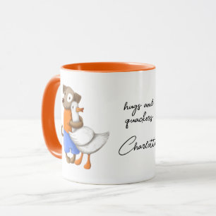 Taza Dog Duck Funny Love Script Nombre personalizado
