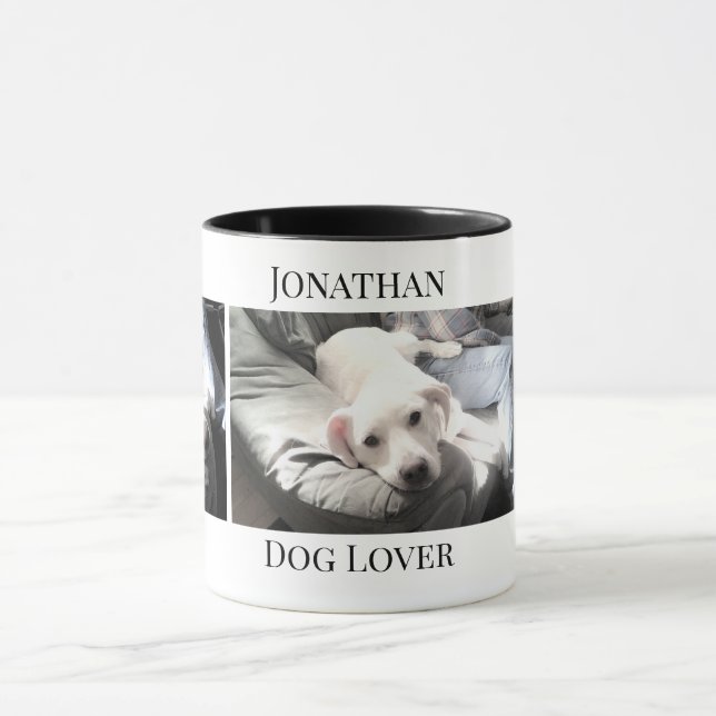 Taza Dog Lover 3 Photo Cupy Nombre Personalizado (Centro)