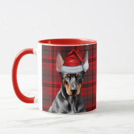 Taza Dog Lover's Red Plaid Doberman Pinscher Holiday