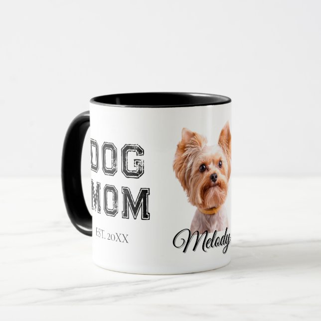Taza Dog Mom Custom Dog Photo (Anverso izquierdo)