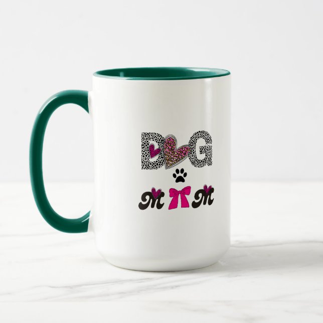Taza Dog Mom Leopard Heart Mug -Mom Lover Gift  (Izquierda)