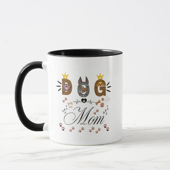 Taza Dog Mom Leopard Print Paw Design/Leopard Dog Mom (Izquierda)