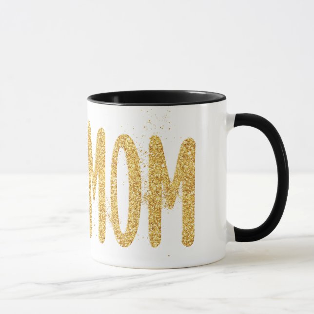 Taza DOG MOM, peluche Purpurina de oro (Derecha)