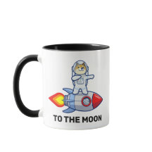 Dogecoína Al Crypto Espacial Del Cohete De La Luna