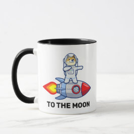 Taza Dogecoína Al Crypto Espacial Del Cohete De La Luna