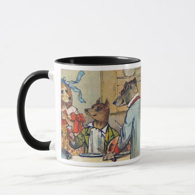 Taza Doggy de la cena victoriana de perro Vestido (Izquierda)