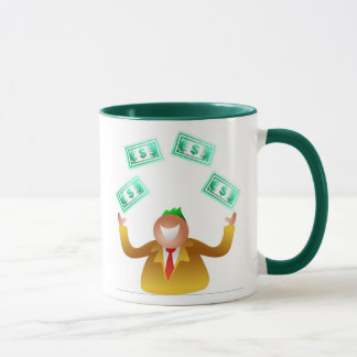 Taza Dólares que hacen juegos malabares del hombre