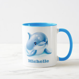 Taza Dolphin Adorable Blue Baby
