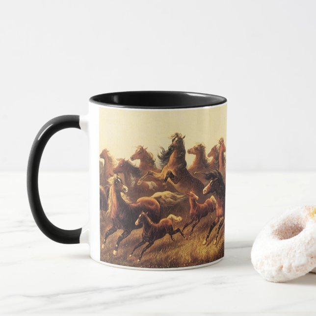 Taza Domando caballos salvajes por James Walker (Con donut)