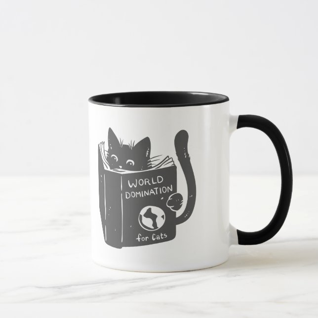 Taza Dominación del mundo del gato para gatos - Elegir  (Derecha)