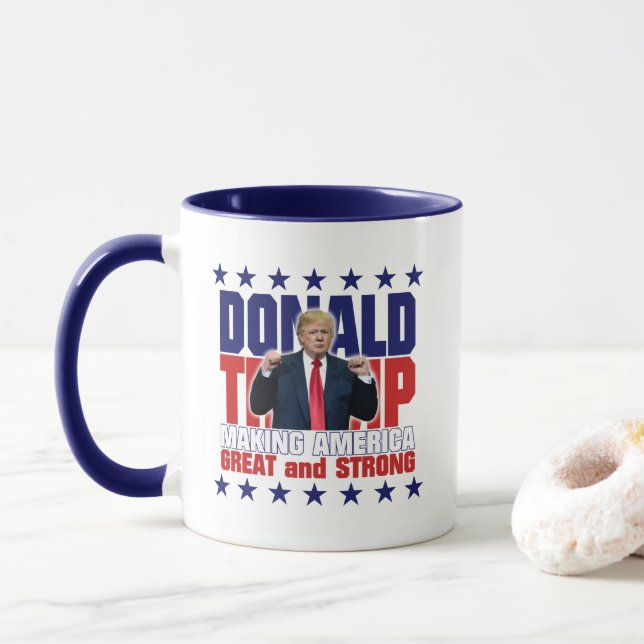 Taza Donald Trump - HACIENDO AMÉRICA GRANDE y FUERTE (Con donut)