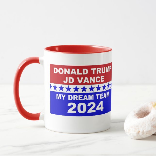 Taza Donald Trump JD Vance My Dream Team 2024 (Con donut)