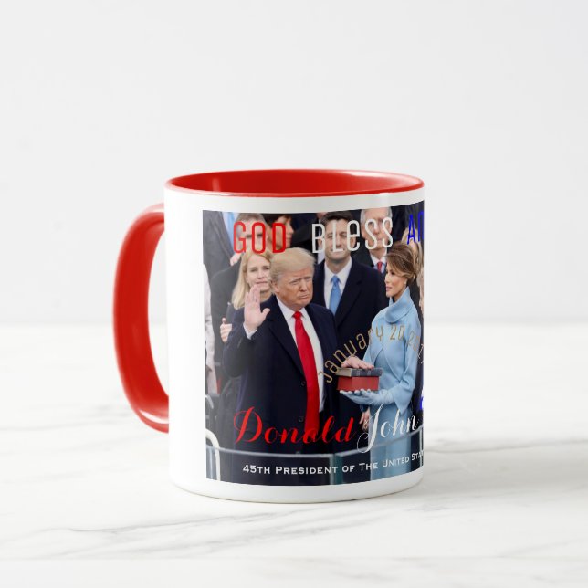 Taza Donald Trump prestando juramento al cargo el 20 de (Anverso izquierdo)
