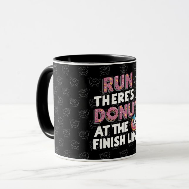 Taza Donut at the Finish Line Funny Fitness Motivation (Anverso izquierdo)