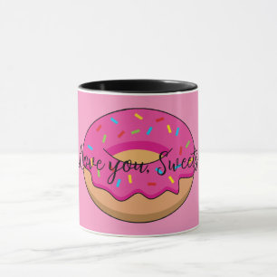 Taza Donut de fresa con Personalizado Sprinkles   Añadi