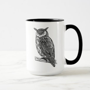 Taza Doodle animal del búho del tótem salvaje