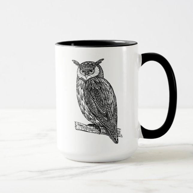 Taza Doodle animal del búho del tótem salvaje (Derecha)