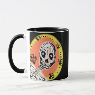 Taza Doodle de Halloween de esqueleto espeluznante