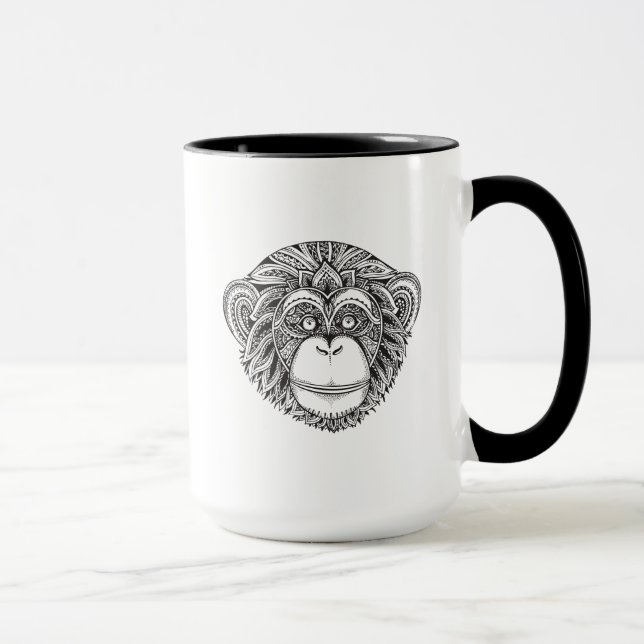 Taza Doodle de Illustartion del mono (Derecha)