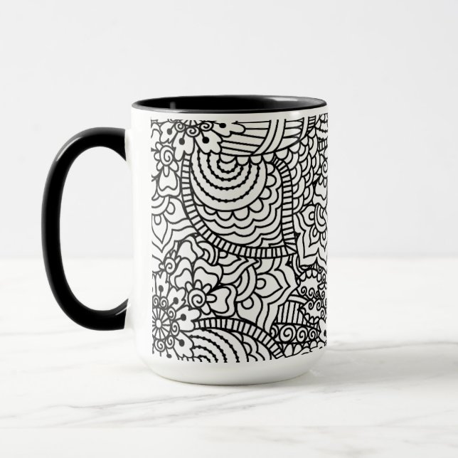 Taza Doodle de la flor (Izquierda)