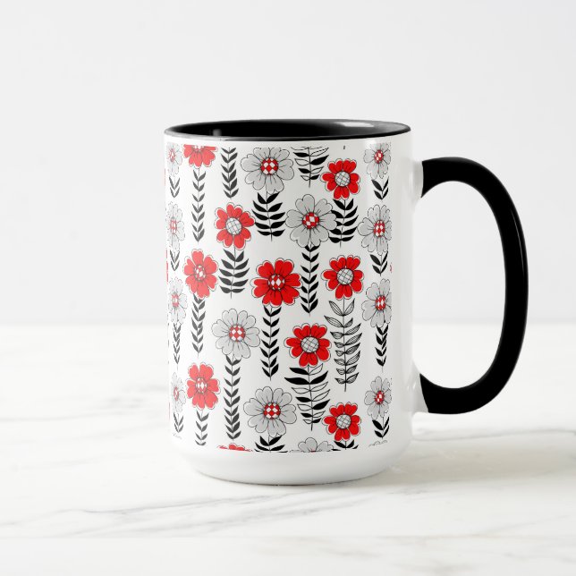 Taza Doodle de libélula y flores (Derecha)