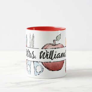 Taza Doodle de manzana de agradecimiento del profesor d