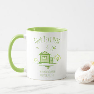 Taza Doodle del paisaje de la casa. Plantilla de regalo