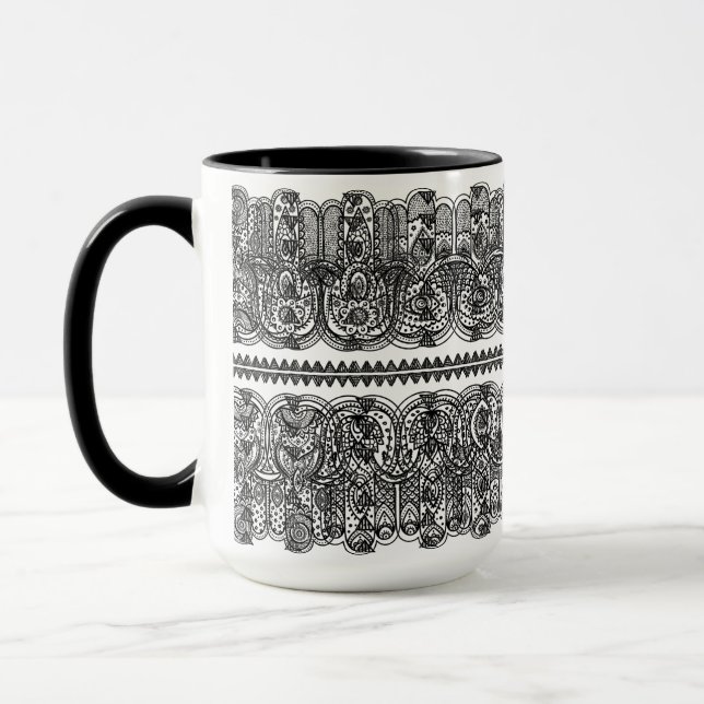 Taza Doodle dibujado mano india de Hamsa (Izquierda)