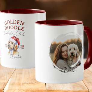 Taza Doodle dorado de Navidades de retrato de Mascota d