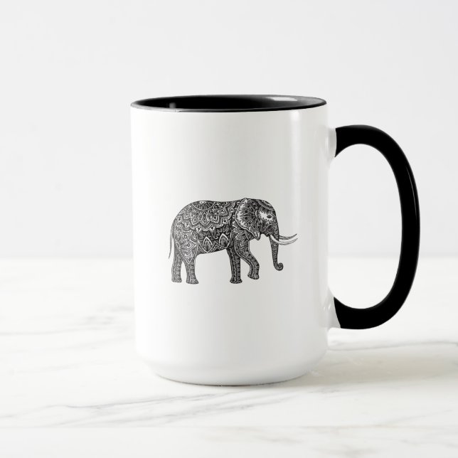 Taza Doodle estilizado del elefante de la fantasía (Derecha)
